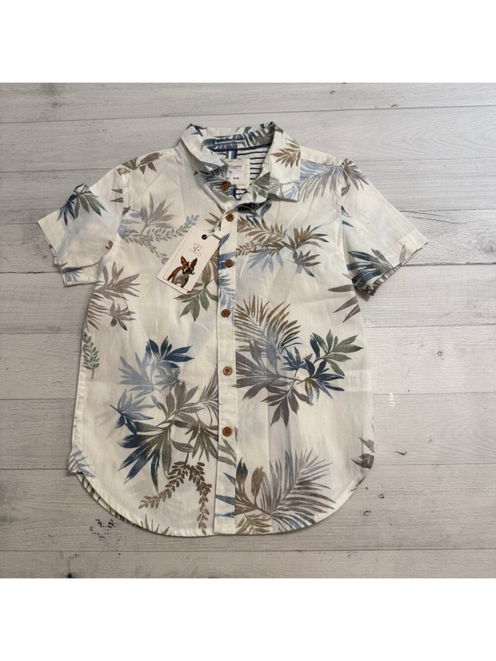 Denim & Flower boys short sleeve button down shirt tropical print 5/6 NEW